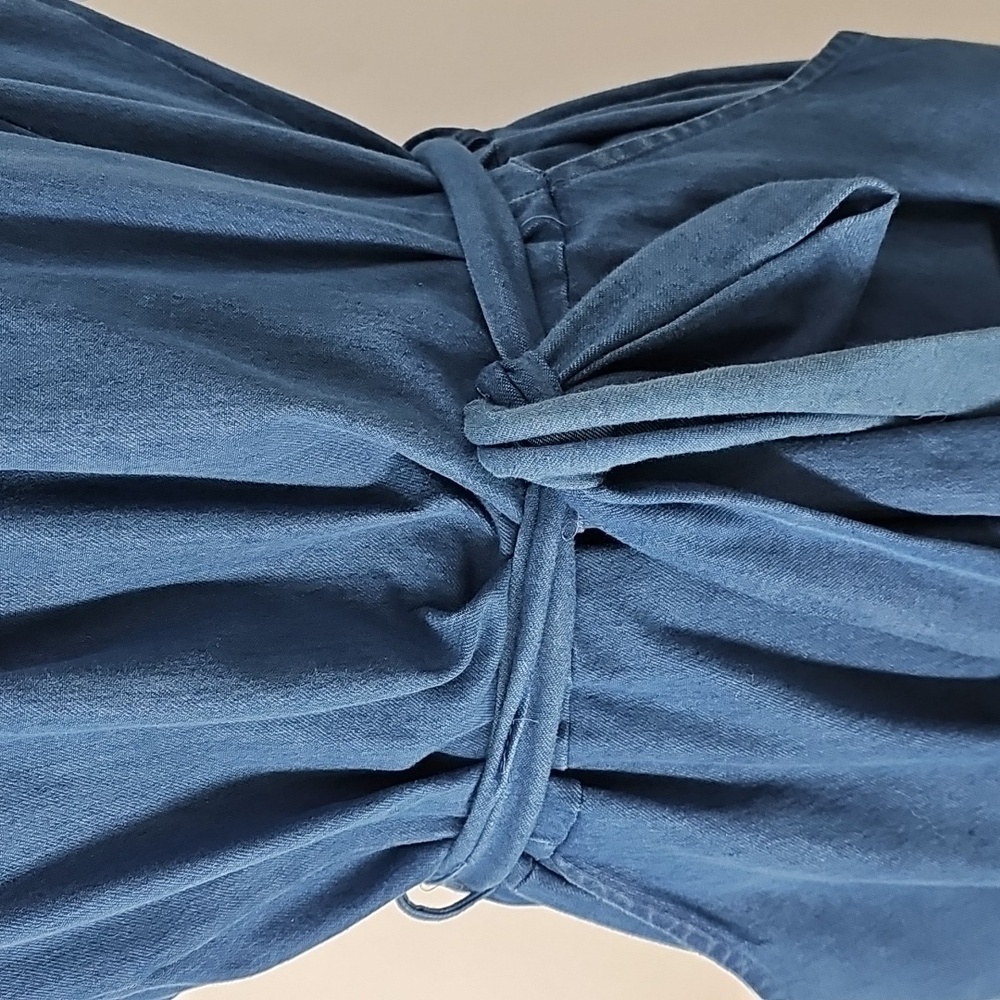 Ashley Stewart Fit & Flare Dress Blue Denim wFront Pockets & Detached Belt Sz:20 - Picture 5 of 13